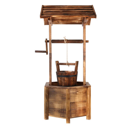 Gardeon Garden Decor Outdoor Ornament Wooden Wishing Well - Image 3