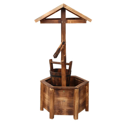 Gardeon Garden Decor Outdoor Ornament Wooden Wishing Well - Image 4