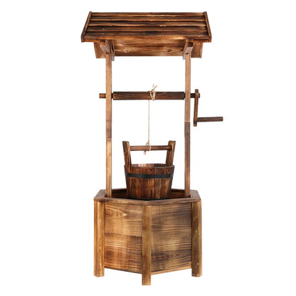 Gardeon Garden Decor Outdoor Ornament Wooden Wishing Well - Image 5