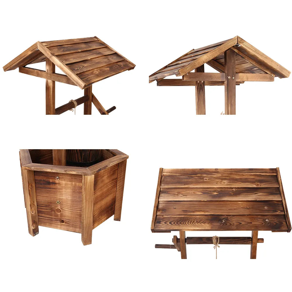 Gardeon Garden Decor Outdoor Ornament Wooden Wishing Well - Image 6