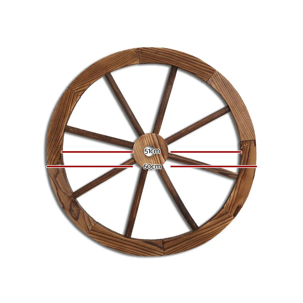Gardeon Garden Decor Outdoor Ornament Wooden Wagon Wheel - Image 2