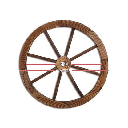 Gardeon Garden Decor Outdoor Ornament Wooden Wagon Wheel - Image 2