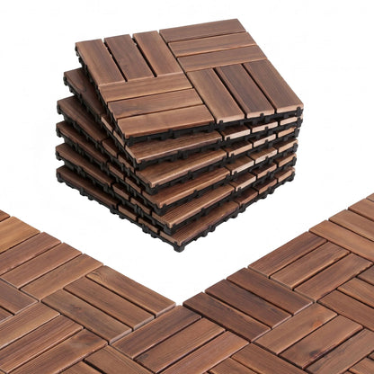Gardeon 27PCS Wood Deck Tiles 30x30cm Interlocking Floor Tiles Pine Brown - Image 2