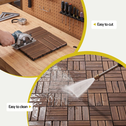 Gardeon 27PCS Wood Deck Tiles 30x30cm Interlocking Floor Tiles Pine Brown - Image 7