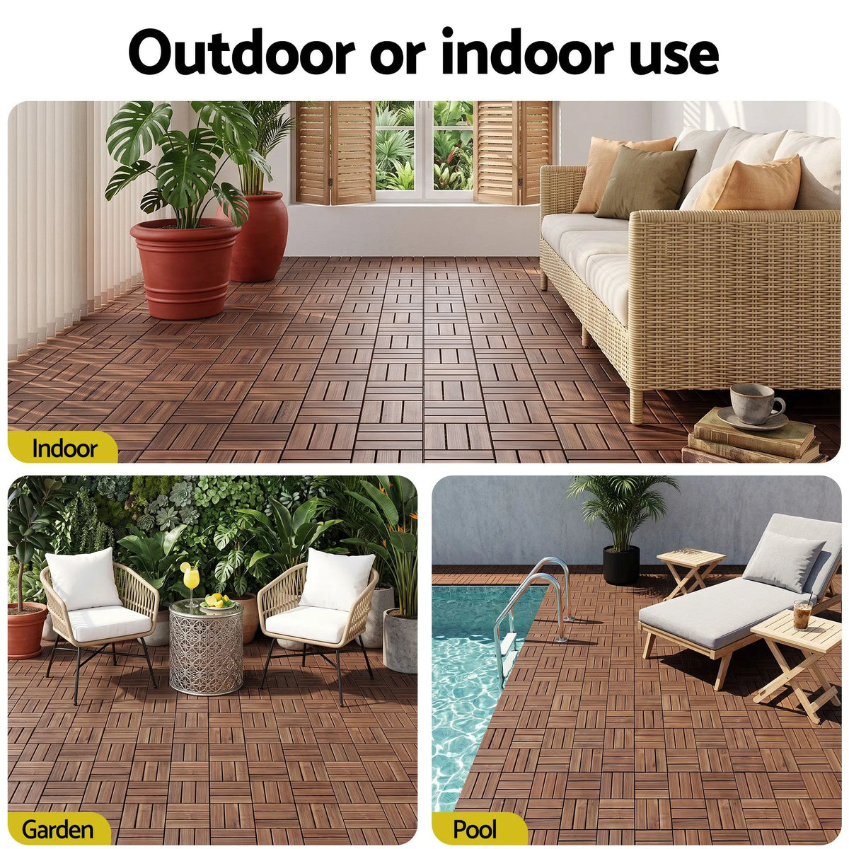 Gardeon 27PCS Wood Deck Tiles 30x30cm Interlocking Floor Tiles Pine Brown - Image 8