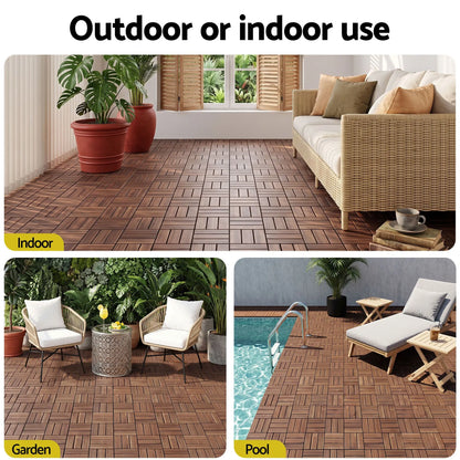 Gardeon 27PCS Wood Deck Tiles 30x30cm Interlocking Floor Tiles Pine Brown - Image 8