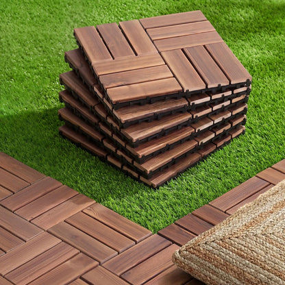 Gardeon 27PCS Wood Deck Tiles 30x30cm Interlocking Floor Tiles Pine Brown - Image 9