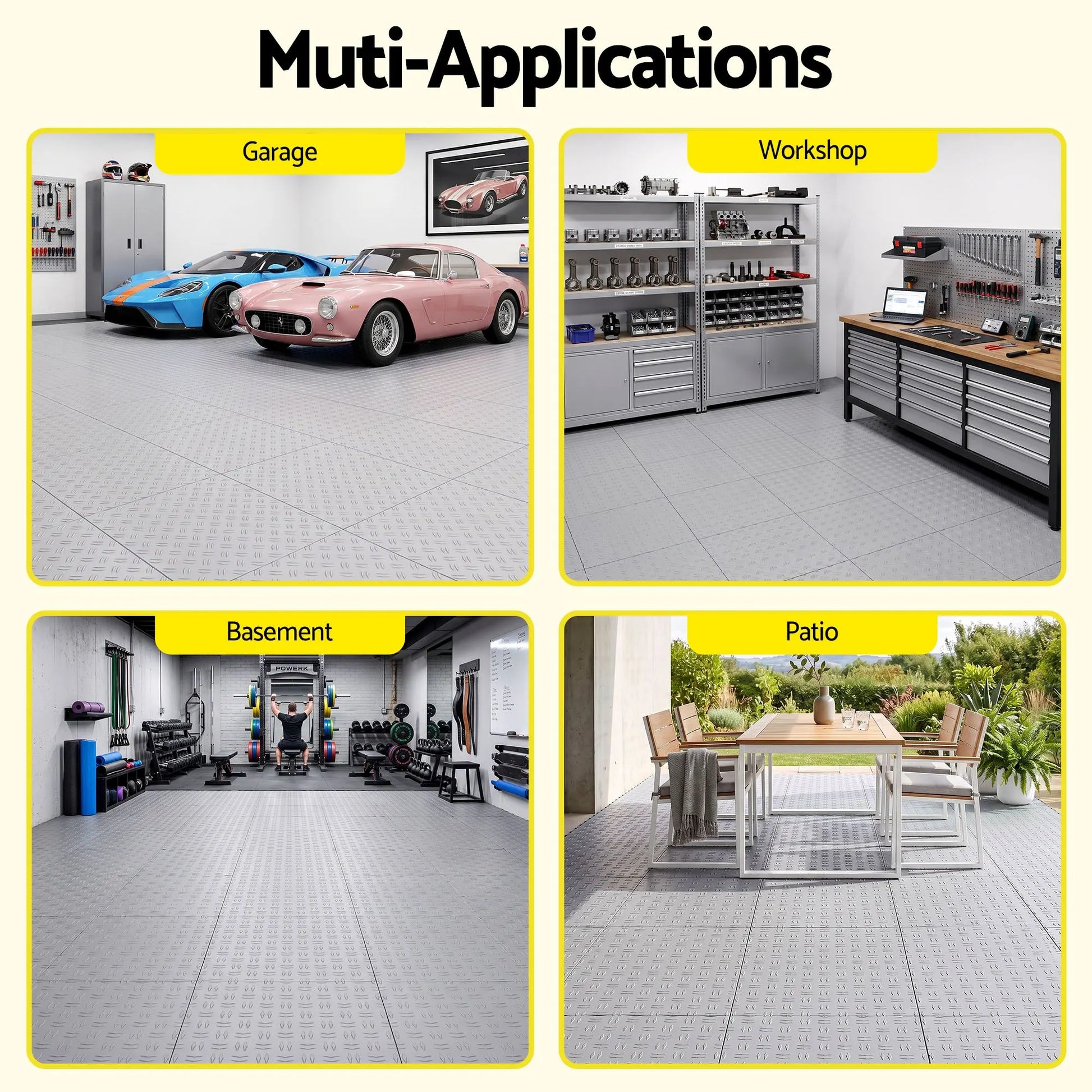 Giantz Garage Floor Tiles Interlocking PP Flooring 25PCS 30x30cm Grey - Image 7