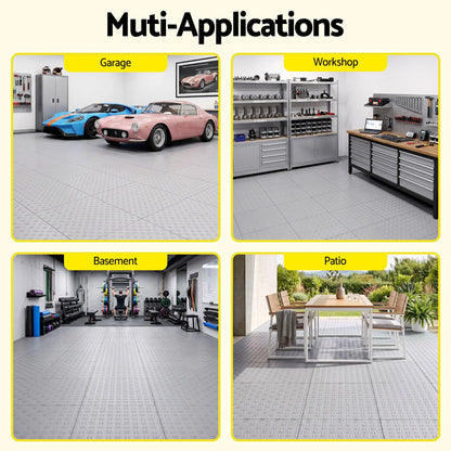 Giantz Garage Floor Tiles Interlocking PP Flooring 25PCS 30x30cm Grey - Image 7