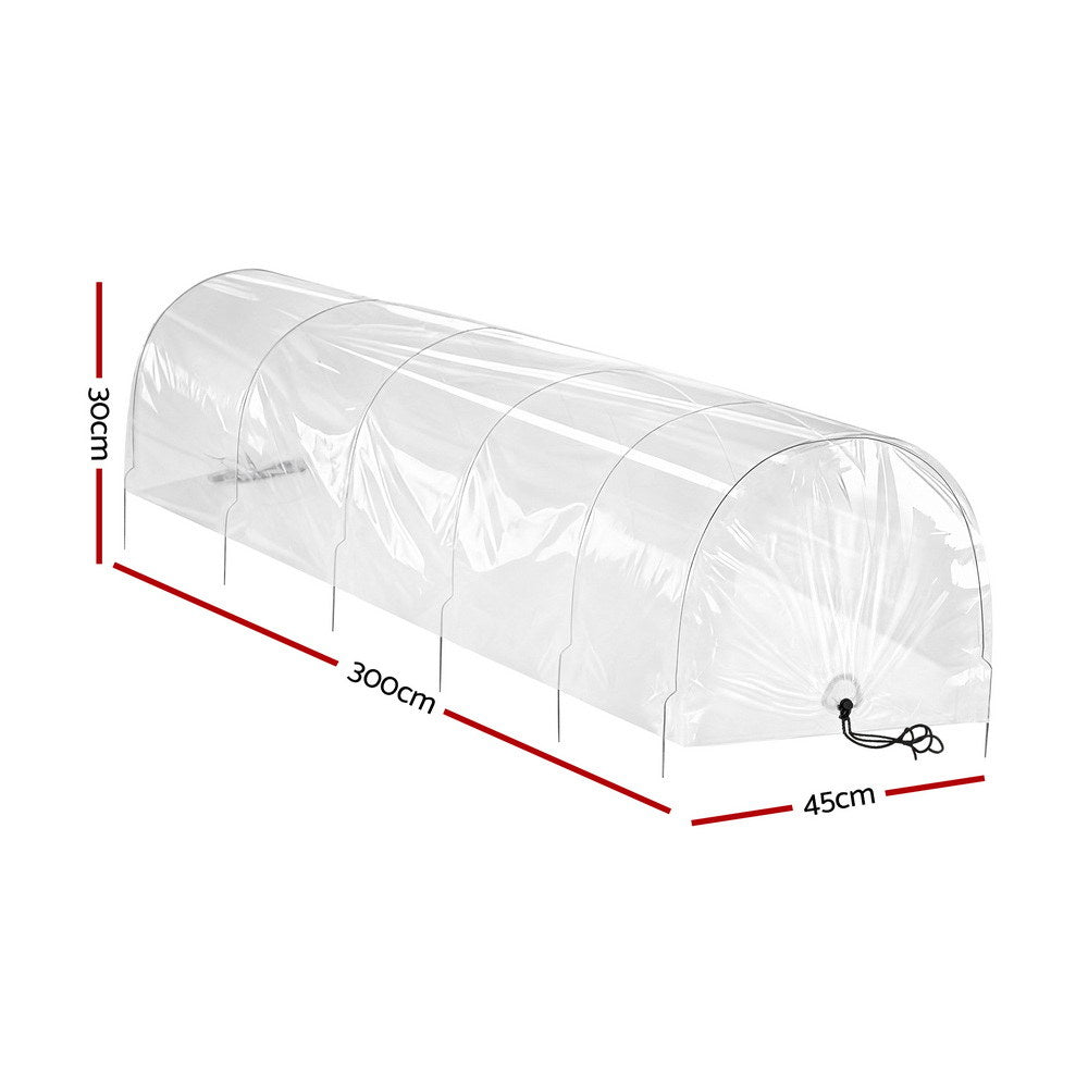 Green Fingers Mini Greenhouse 300x45x30cm Tunnel Clear PVC Steel Frame Portable - Image 2