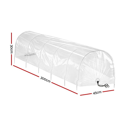 Green Fingers Mini Greenhouse 300x45x30cm Tunnel Clear PVC Steel Frame Portable - Image 2
