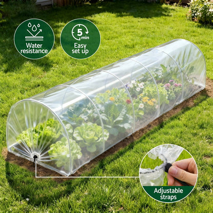 Green Fingers Mini Greenhouse 300x45x30cm Tunnel Clear PVC Steel Frame Portable - Image 4