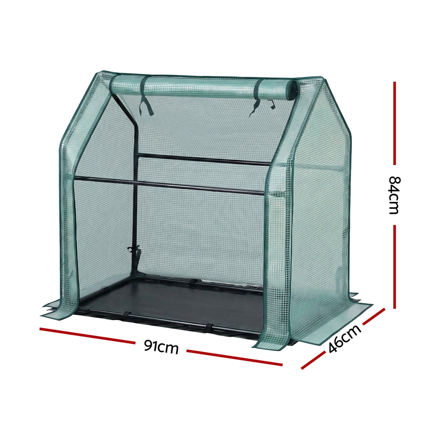 Green Fingers Mini Greenhouse 91x46x84cm Steel Frame PE Cover Outdoor Shelter - Image 2