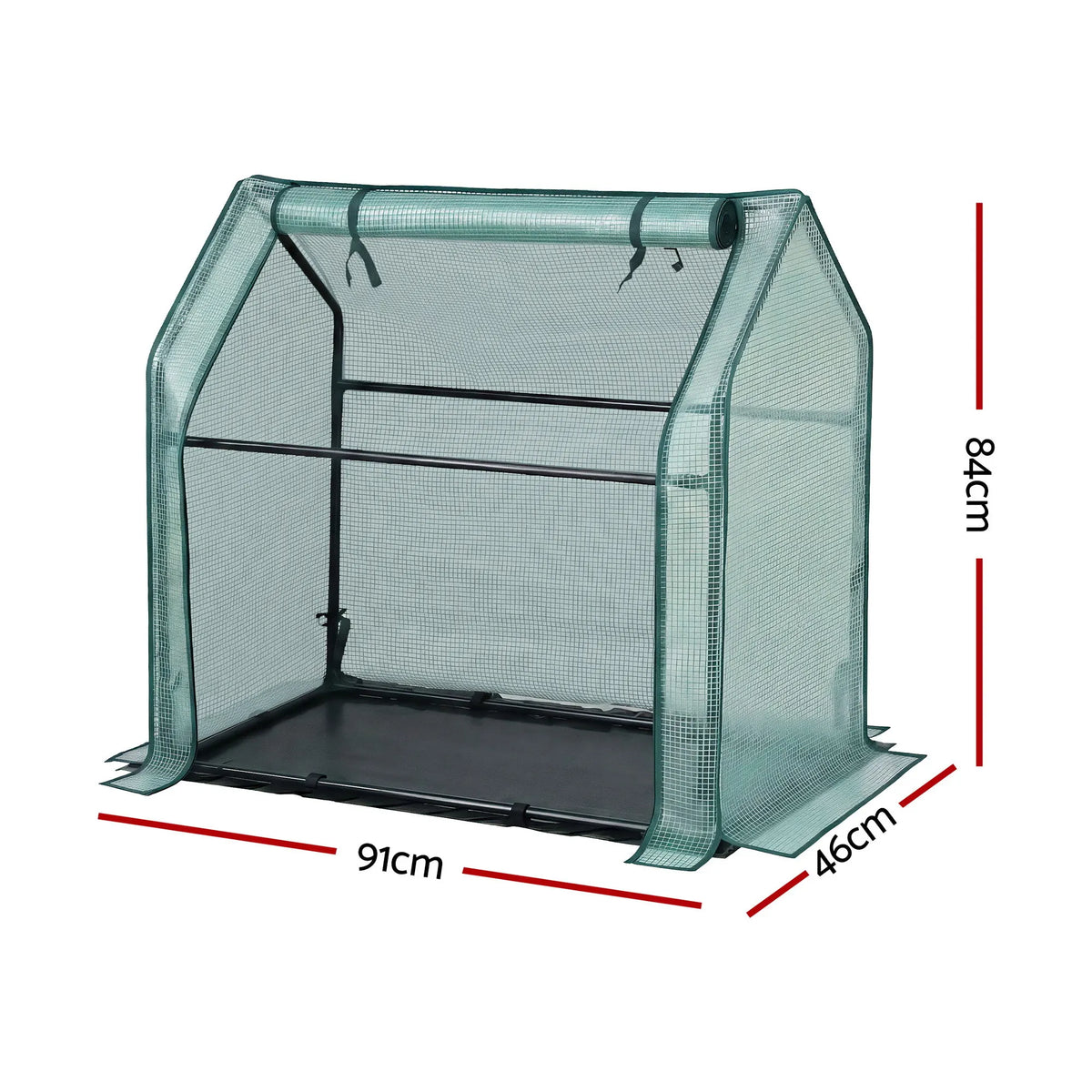 Green Fingers Mini Greenhouse 91x46x84cm Steel Frame PE Cover Outdoor Shelter - Image 2
