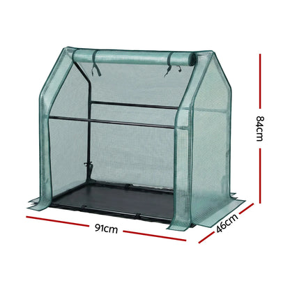 Green Fingers Mini Greenhouse 91x46x84cm Steel Frame PE Cover Outdoor Shelter - Image 2