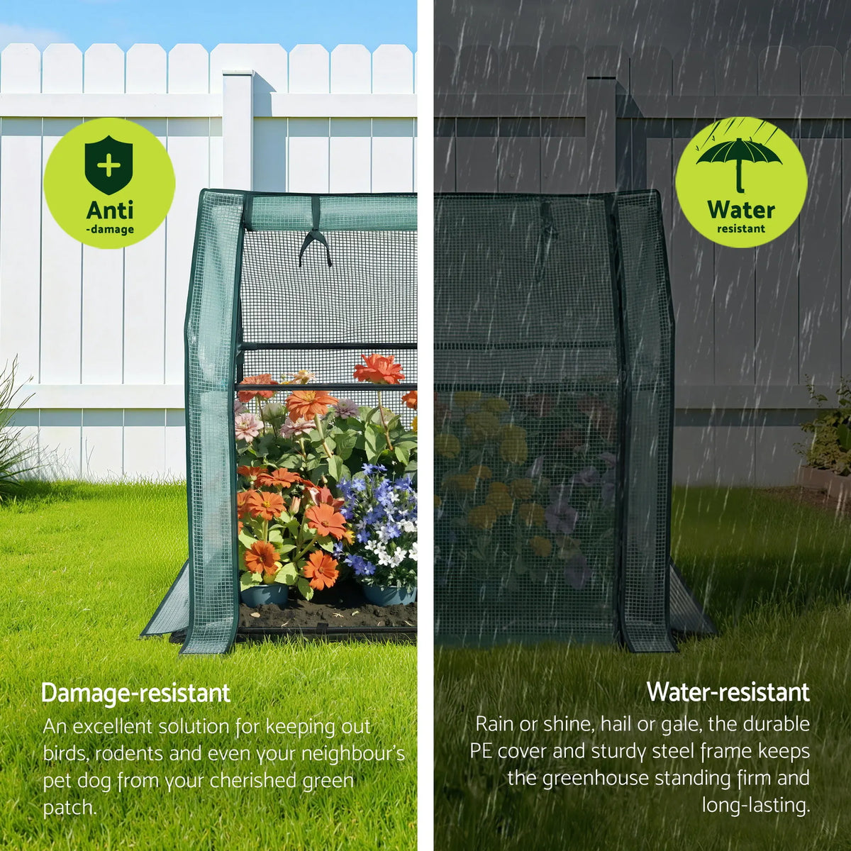 Green Fingers Mini Greenhouse 91x46x84cm Steel Frame PE Cover Outdoor Shelter - Image 4