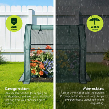 Green Fingers Mini Greenhouse 91x46x84cm Steel Frame PE Cover Outdoor Shelter - Image 4