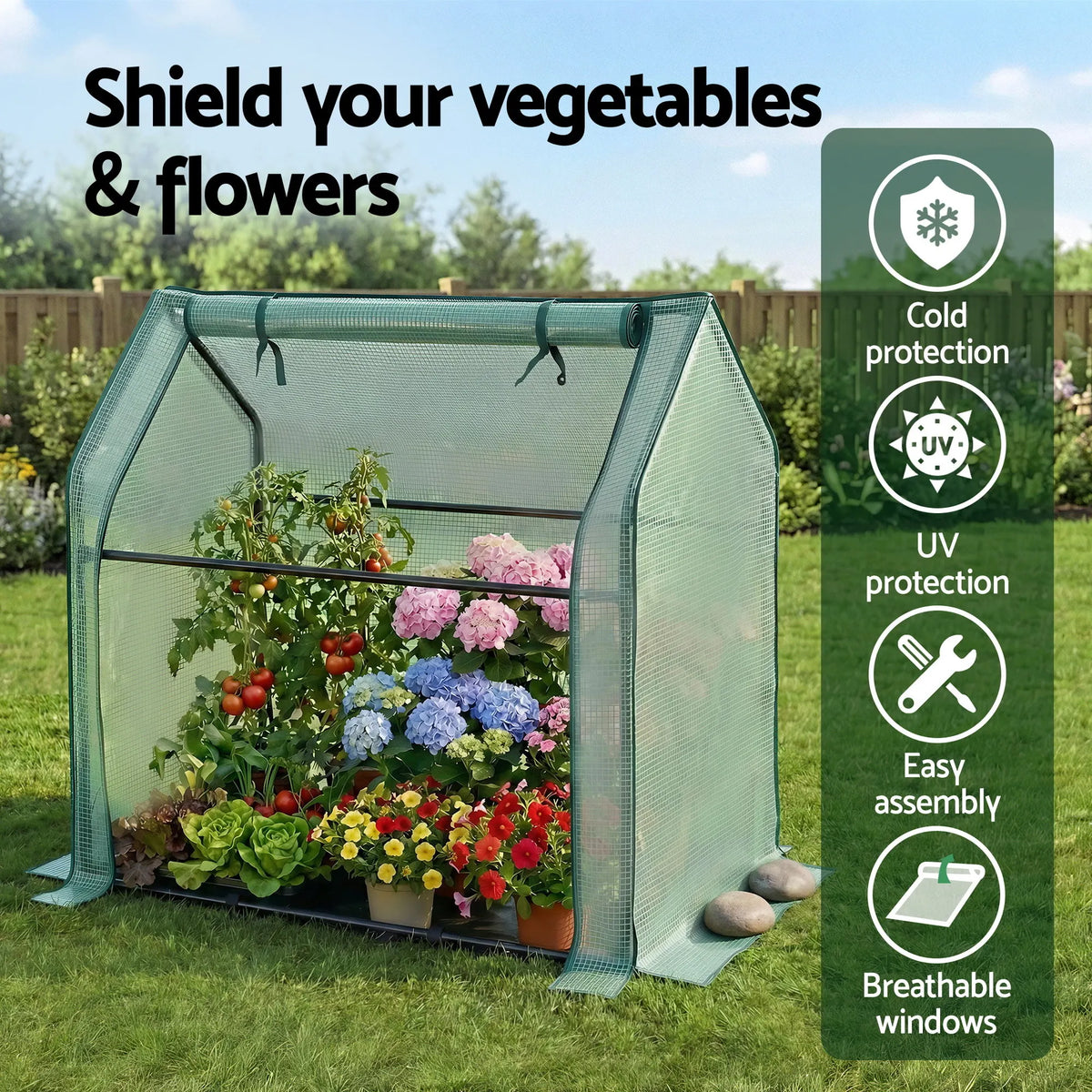 Green Fingers Mini Greenhouse 91x46x84cm Steel Frame PE Cover Outdoor Shelter - Image 5