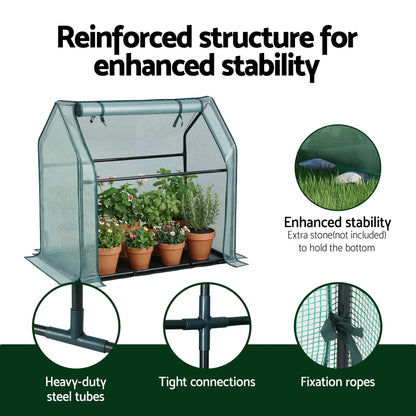 Green Fingers Mini Greenhouse 91x46x84cm Steel Frame PE Cover Outdoor Shelter - Image 6