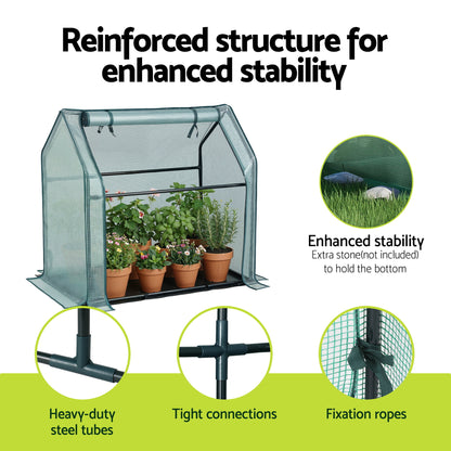 Green Fingers Mini Greenhouse 91x46x84cm Steel Frame PE Cover Outdoor Shelter - Image 7