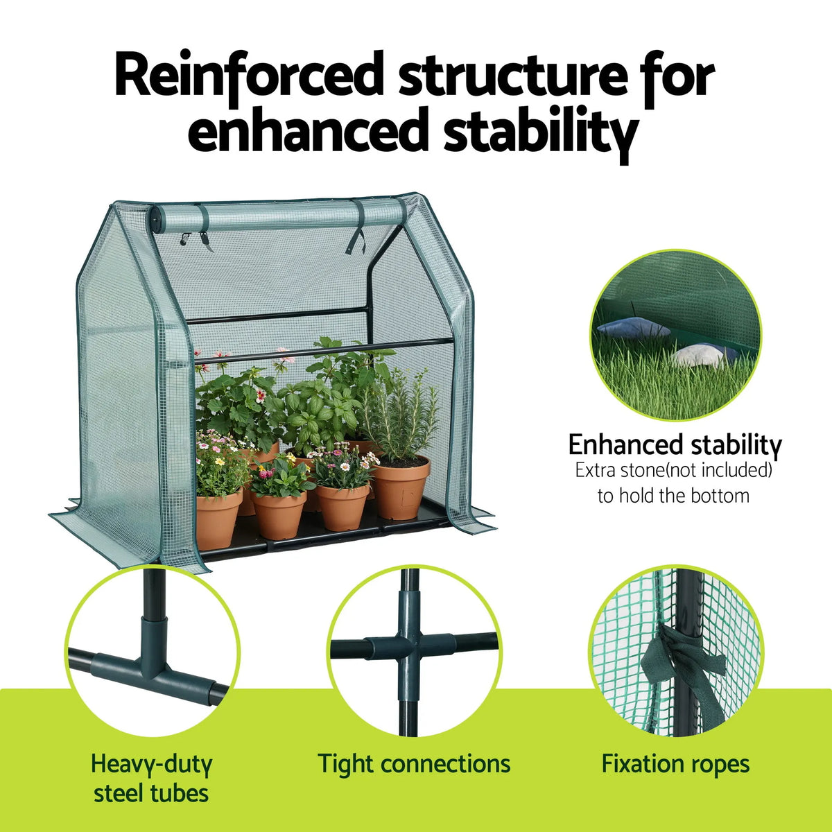 Green Fingers Mini Greenhouse 91x46x84cm Steel Frame PE Cover Outdoor Shelter - Image 7