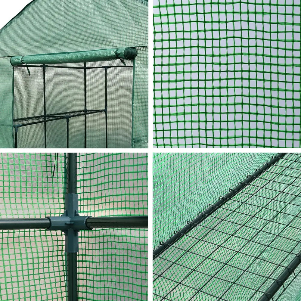 Green Fingers Greenhouse 1.4x1.55x2M Walk in Green House Tunnel Plant Garden Shed 8 Shelves - Image 6