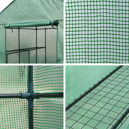 Green Fingers Greenhouse 1.4x1.55x2M Walk in Green House Tunnel Plant Garden Shed 8 Shelves - Image 6