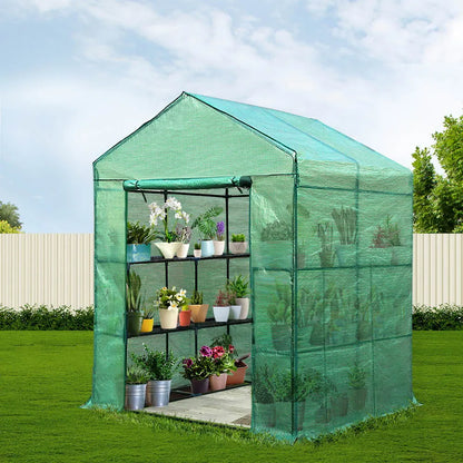 Green Fingers Greenhouse 1.4x1.55x2M Walk in Green House Tunnel Plant Garden Shed 8 Shelves - Image 8