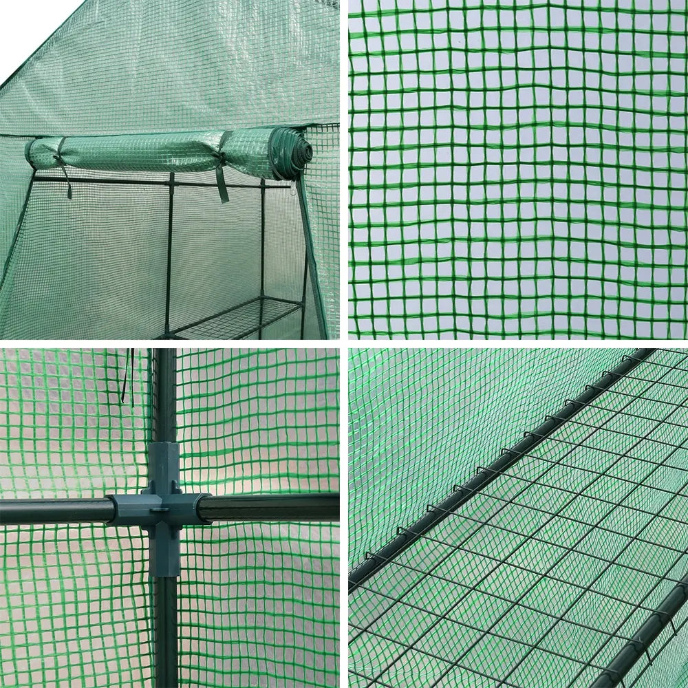 Green Fingers Greenhouse 1.2x1.9x1.9M Walk in Green House Tunnel Plant Garden Shed 4 Shelves - Image 5