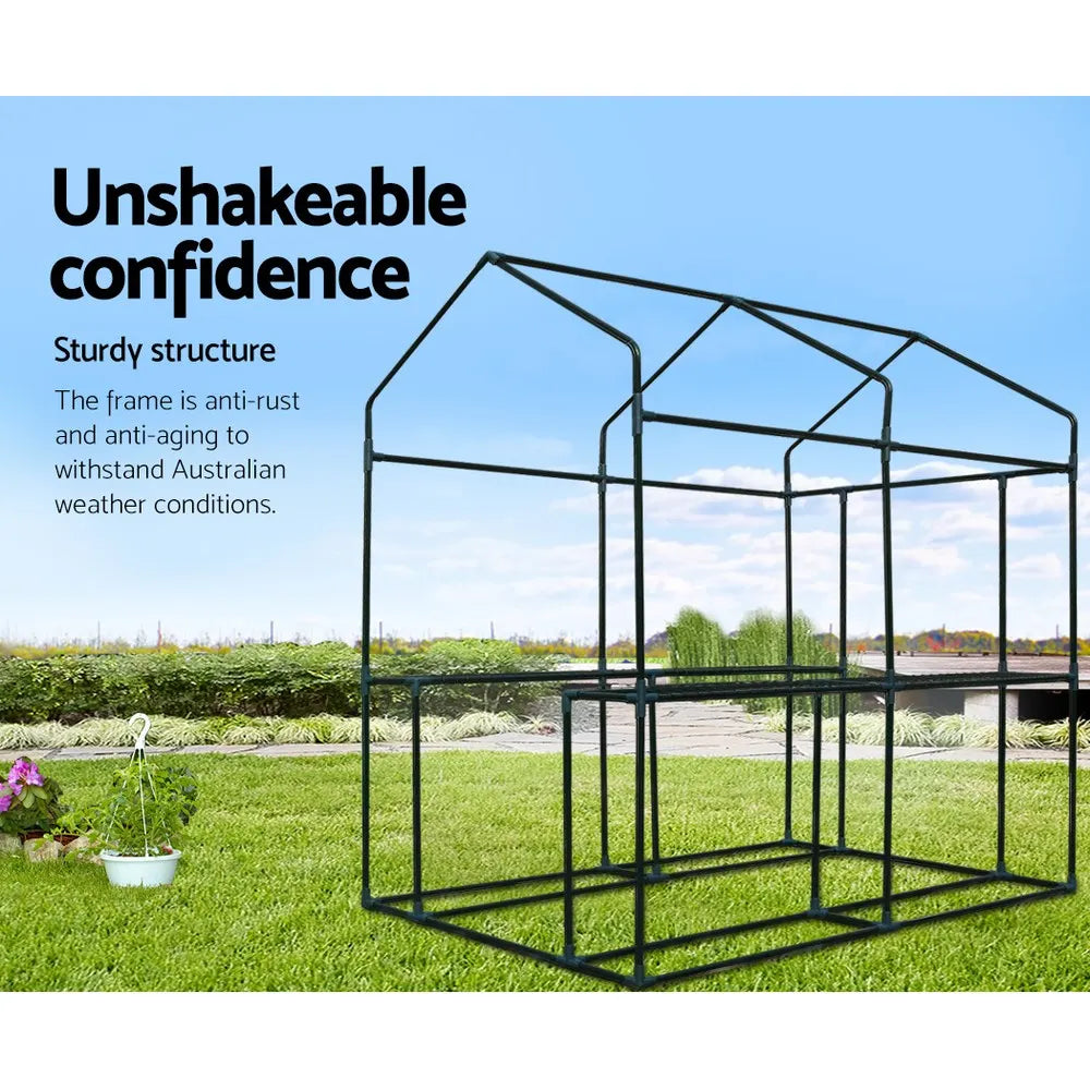 Green Fingers Greenhouse 1.2x1.9x1.9M Walk in Green House Tunnel Plant Garden Shed 4 Shelves - Image 6