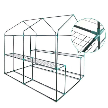 Green Fingers Greenhouse 1.2x1.9x1.9M Walk in Green House Tunnel Clear Garden Shed 4 Shelves - Image 3