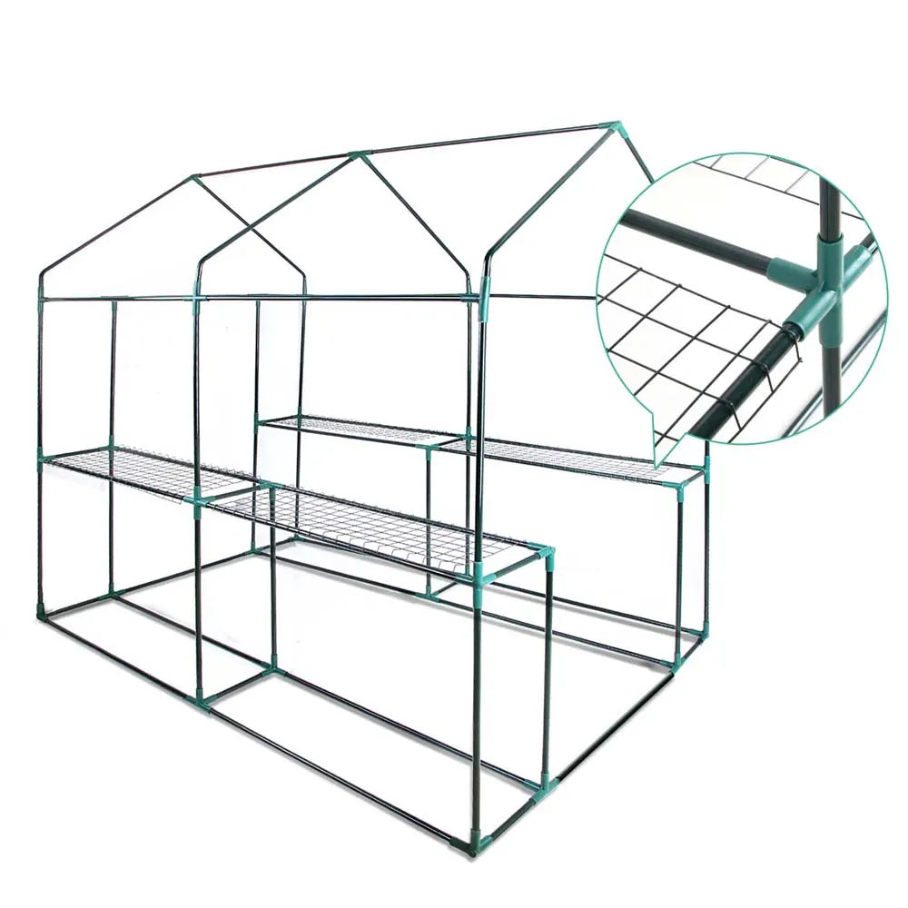 Green Fingers Greenhouse 1.2x1.9x1.9M Walk in Green House Tunnel Clear Garden Shed 4 Shelves - Image 7