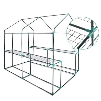 Green Fingers Greenhouse 1.2x1.9x1.9M Walk in Green House Tunnel Clear Garden Shed 4 Shelves - Image 7