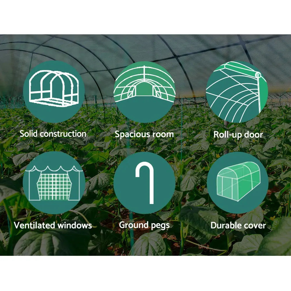 Green Fingers Greenhouse 3x2x2M Walk in Green House Tunnel Plant Garden Shed Dome - Image 5