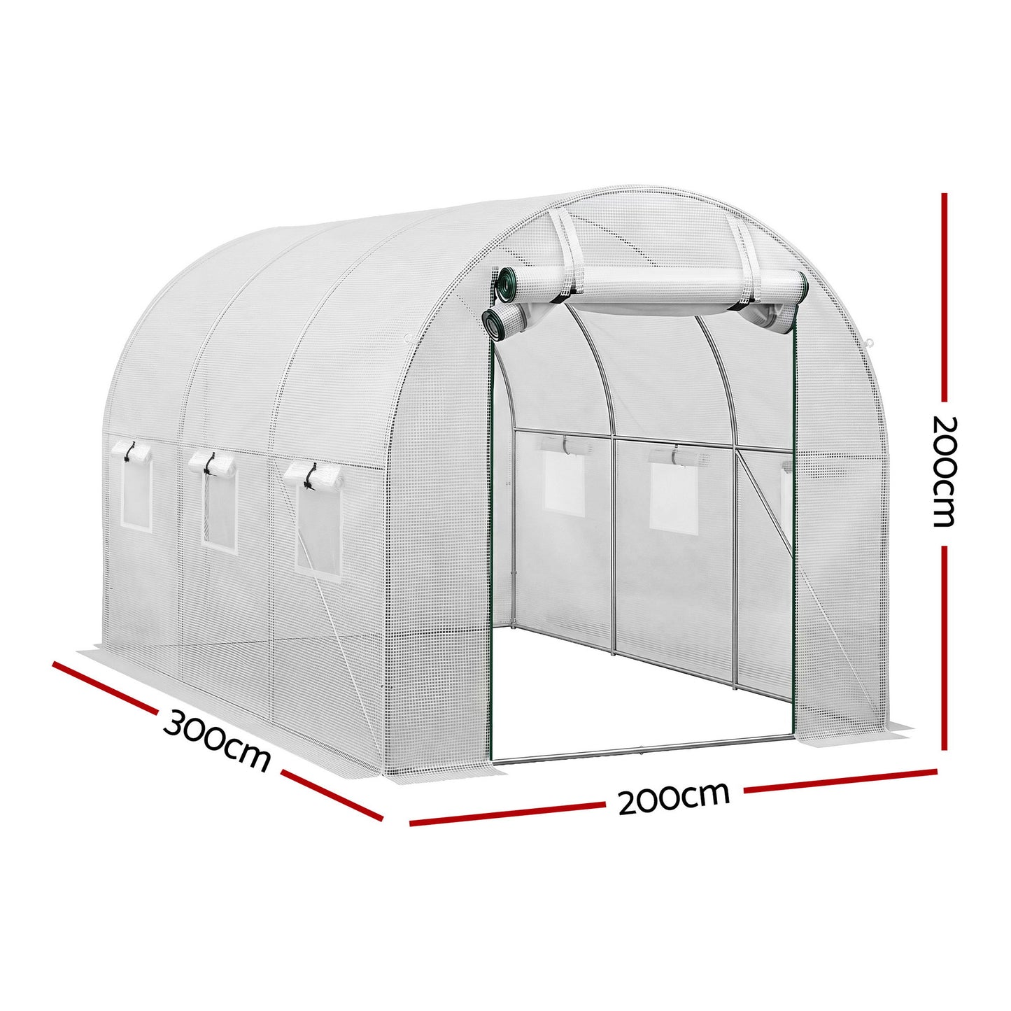 Green Fingers Greenhouse 3x2x2M Walk in Green House White - Image 2