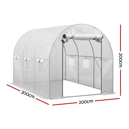 Green Fingers Greenhouse 3x2x2M Walk in Green House White - Image 3