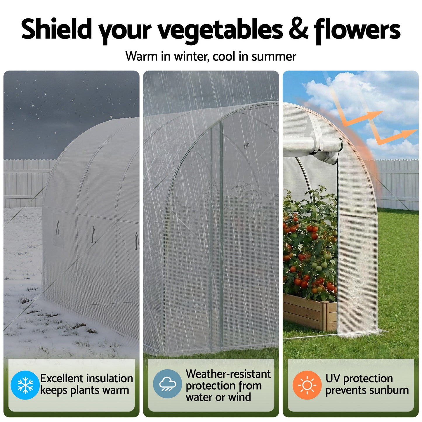 Green Fingers Greenhouse 3x2x2M Walk in Green House White - Image 5