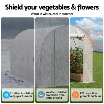 Green Fingers Greenhouse 3x2x2M Walk in Green House White - Image 5