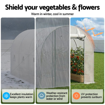 Green Fingers Greenhouse 3x2x2M Walk in Green House White - Image 6