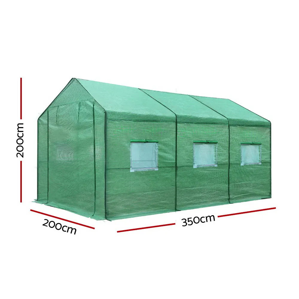 Green Fingers Greenhouse 3.5x2x2M Walk in Green House Tunnel Plant Garden Shed - Image 3