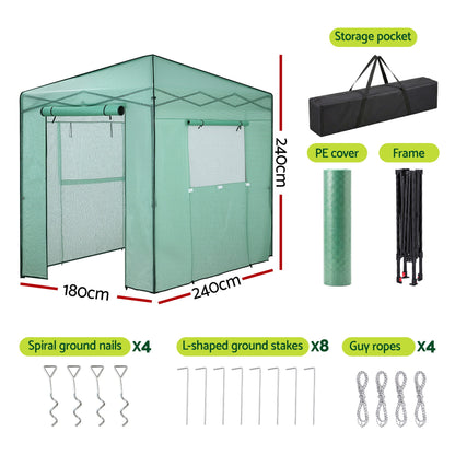 Green Fingers Greenhouse 180x240x240cm Steel Frame PE Cover Outdoor Shelter - Image 2