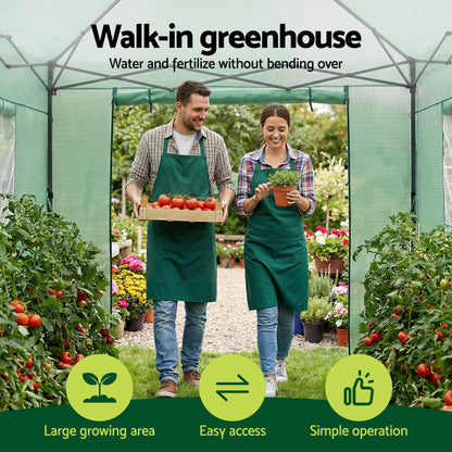 Green Fingers Greenhouse 180x240x240cm Steel Frame PE Cover Outdoor Shelter - Image 4