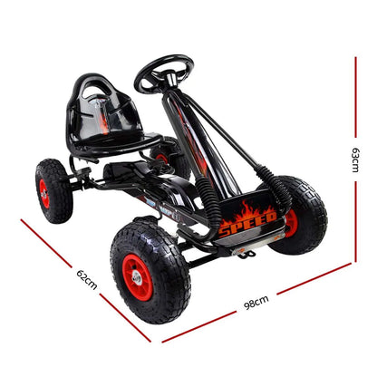 Rigo Kids Pedal Go Kart Ride On Toys Racing Car Rubber Tyre Black - Image 2