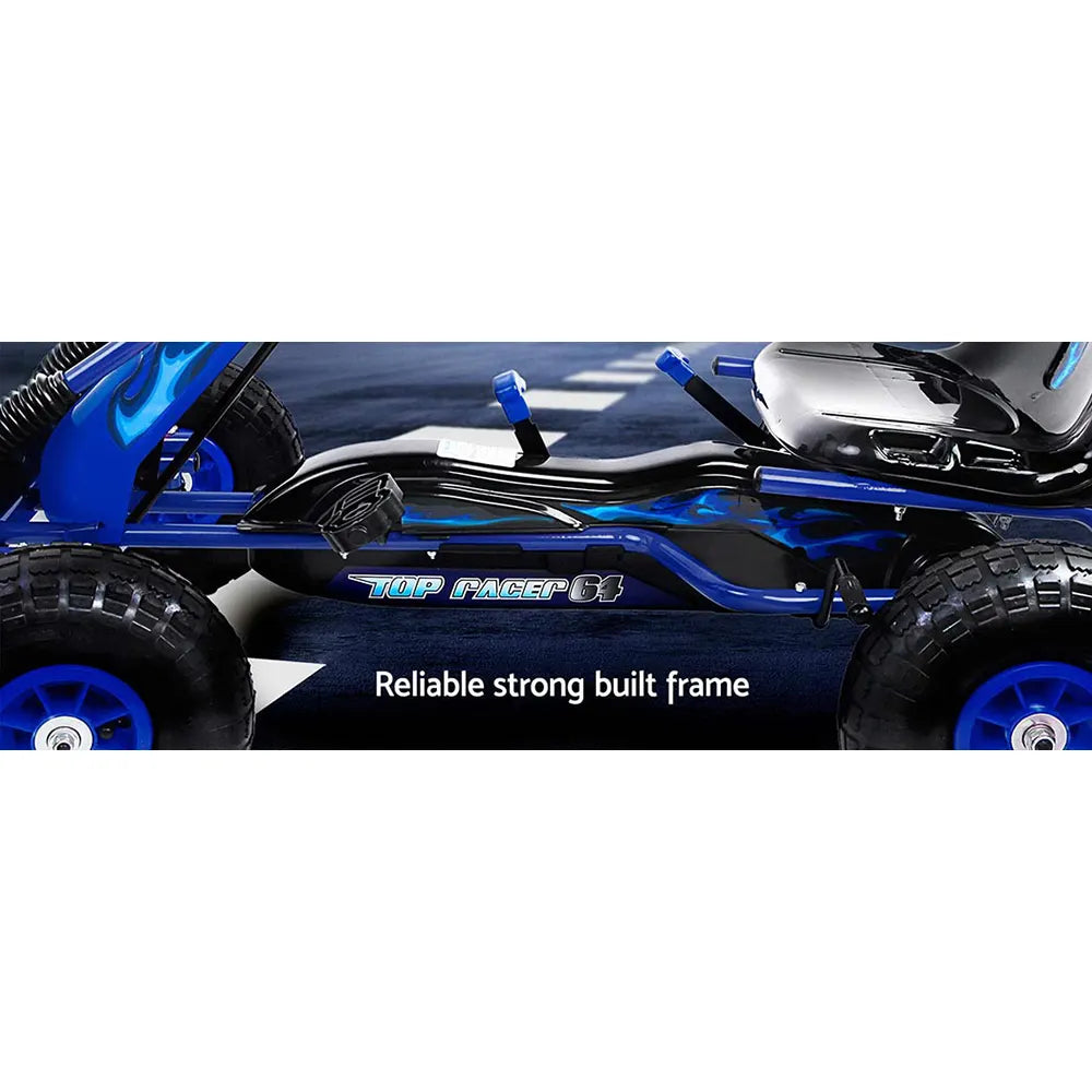 Rigo Kids Pedal Go Kart Ride On Toys Racing Car Rubber Tyre Blue - Image 3