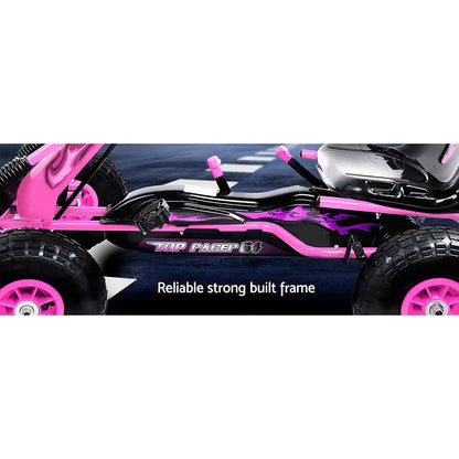 Rigo Kids Pedal Go Kart Ride On Toys Racing Car Rubber Tyre Pink - Image 3