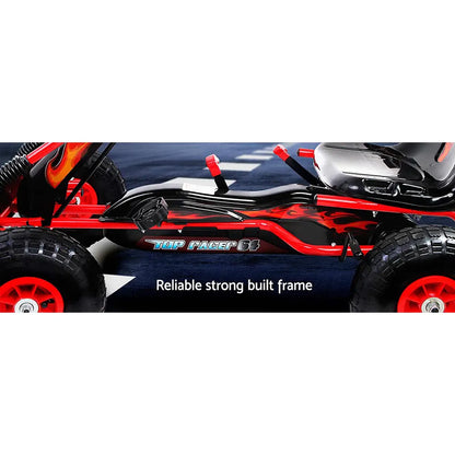 Rigo Kids Pedal Go Kart Ride On Toys Racing Car Rubber Tyre Red - Image 3