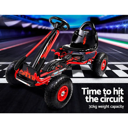 Rigo Kids Pedal Go Kart Ride On Toys Racing Car Rubber Tyre Red - Image 6