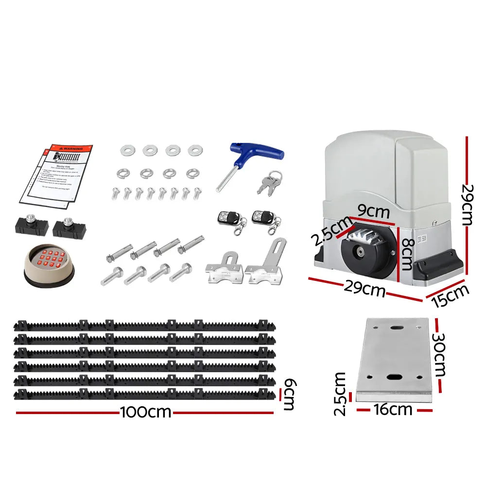 LockMaster Electric Sliding Gate Opener 1200KG Auto Keypad Hardware Remote 6M - Image 2