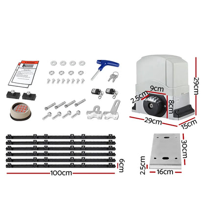 LockMaster Electric Sliding Gate Opener 1200KG Auto Keypad Hardware Remote 6M - Image 2