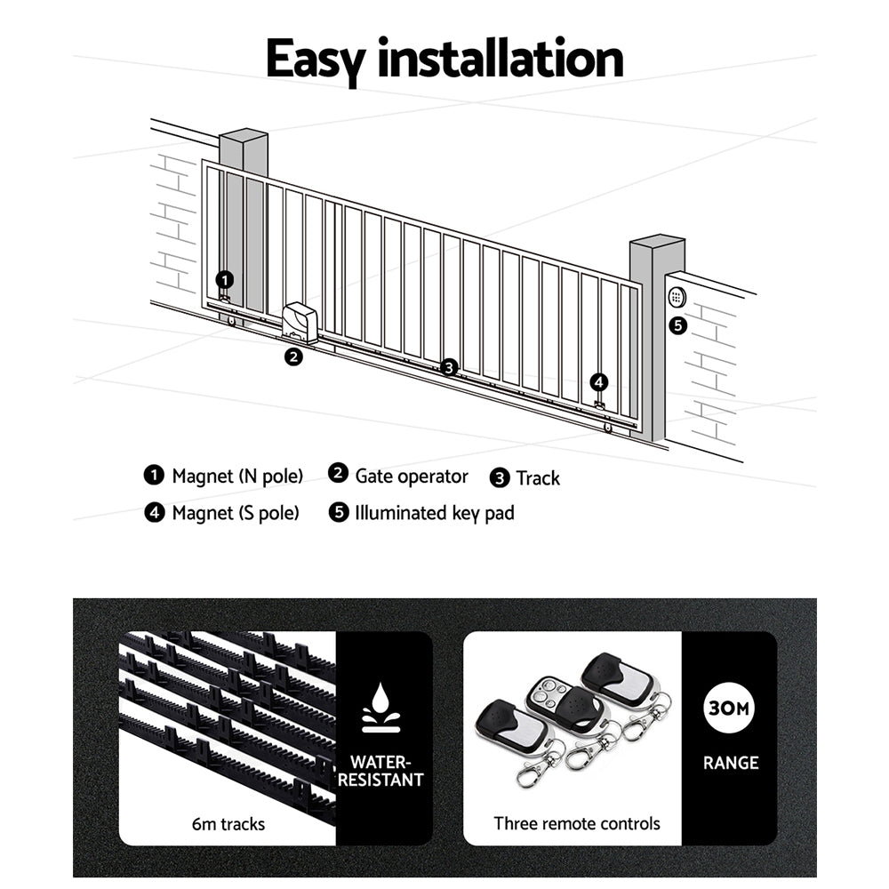 LockMaster Automatic Sliding Gate Opener Kit 40W Solar 6M 600KG - Image 6